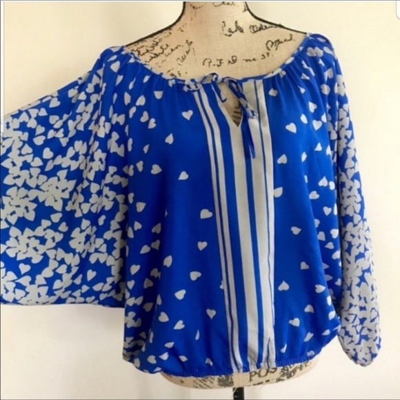 Express Dolman Sleeve Heart Print BoHo Top - Picture 3 of 7